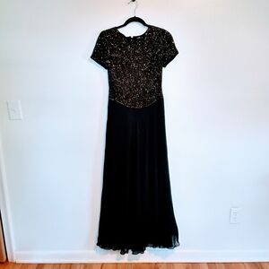 Bieff Basix vintage silk beaded dress.  Higher neckline and short sleeves, beade